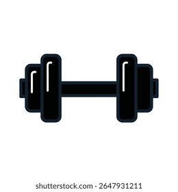 Um único ícone de vetor de um haltere, estilo plano, representando treinamento de força e fitness, design mínimo moderno