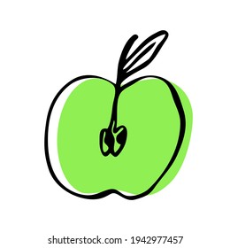 a single vector illustration of an apple. Line art fruit