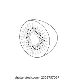 a single vector illustration of a kiwi fruit. Lines art tropical kiwi fruit, doodle