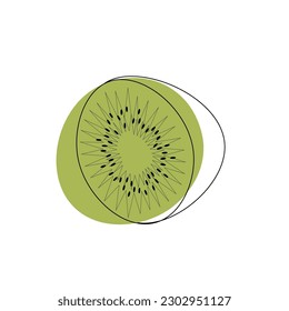 a single vector illustration of a kiwi fruit. Lines art tropical kiwi fruit, doodle
