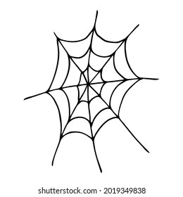 A single vector illustration of a spider web. Hand-drawn doodle spider web, Halloween icon