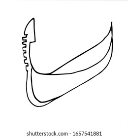 Single vector illustration of a Venetian gondola.  Isolated on a white background. For a design element.Doodle style. Coloring page for children and adults.
