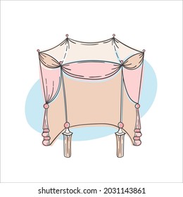 Single vector image of a fabric canopy, wedding tent, awning. Stylish illustration in cartoon flat style for compositions, advertising printing, invitations, banners, logos.