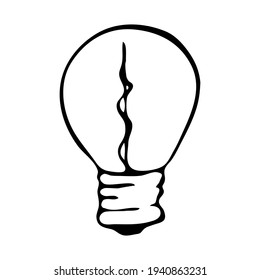 single vector light bulb, doodle line art
