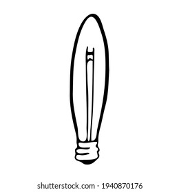 single vector light bulb isolated on a white background, doodle line art