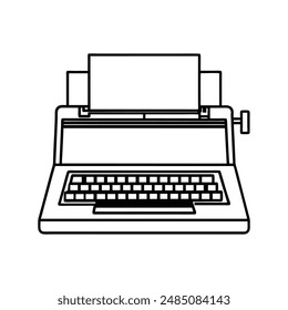 
Single vector style black color typewriter with vector line art