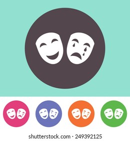 Single vector theatre icon on round colorful buttons