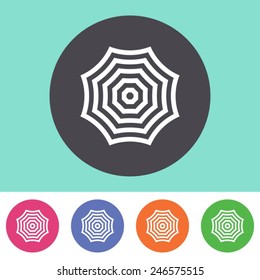 Single vector umbrella icon on round colorful buttons