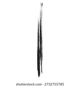 Un solo trazo de Vertical con textura negra, creado con un pincel, se destaca sobre un fondo blanco limpio, mostrando la expresión artística.