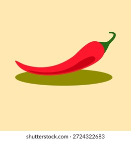 A single vibrant red chili pepper illustrated in a clean, modern vector style with smooth lines and minimalist design, presented as an isolated graphic suitable for icons and food branding.