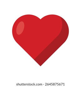 Un único y vibrante corazón rojo domina la composición, centrado sobre un fondo blanco. 
