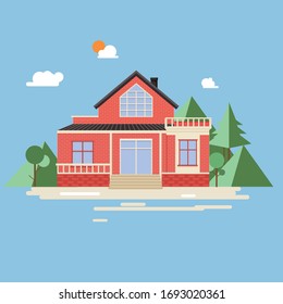 single villa surrounded by trees and montains