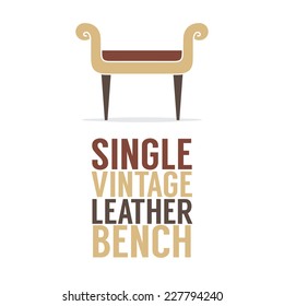 Single Vintage Leather Bench On White Background Vector Illustration