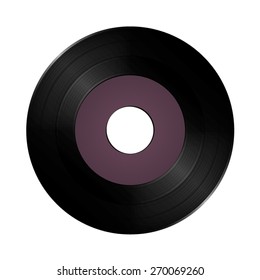 Single vinyl record.
Realistic vector design for classic standard 45 rpm wide-hole disc.