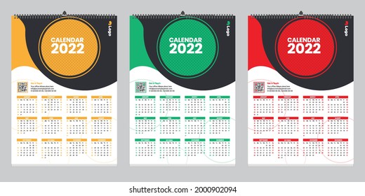  Diseño de plantilla de calendario de pared único 2022 con vector. Diario de Planner con Place for Photo.