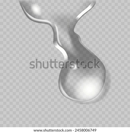 Single Water Drop, Suspended In Mid-air, Glistening Under Soft Light, Poised To Fall Isolated On Transparent Background