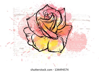 single watercolor artistic rose flower