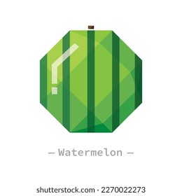 Abstrakte, geometrische Flach-Design-Illustration für einzelne Wassermelonen. Einfache kreative, gesunde Fruchtschnittstellen-Elemente für das app-Symbol-Logo auf ux-Webbanner einzeln auf weißem Hintergrund, ohne Farbverläufe