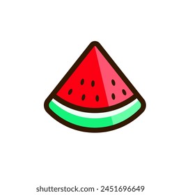 Single watermelon icon with colorful design. Watermelon cartoon illustration
