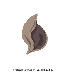 Single Wavy Dried Wood Ear Mushroom Hand Drawn Illustration