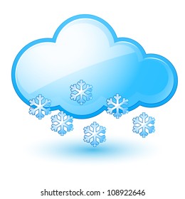 Einmaliges Wettersymbol - Wolke mit Schnee. Illustration auf Weiß