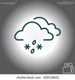 Single weather icon - Cloud with Snow and Rain