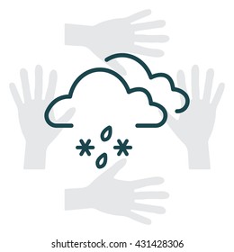 Single weather icon - Cloud with Snow and Rain