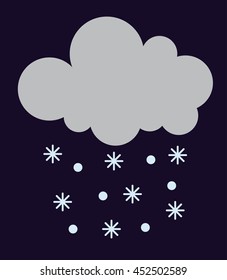 Single weather icon cloud with snow storm meteorology winter element