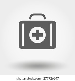 Single web icon Suitcase first aid. Vector illustration on a white background.  Flat design style.