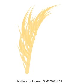 Single wheat stalk waving in the wind on white background