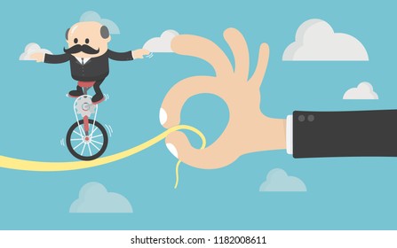 Single wheel bicycle key concept of people running.Business symbol of ambition, success, motivation, 