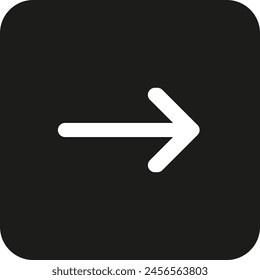 Una flecha blanca sobre fondo cuadrado negro - Vector de stock