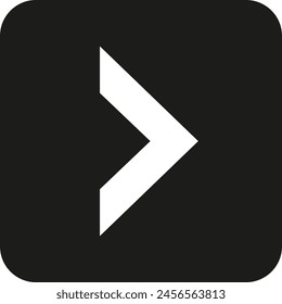 Single white arrow on black square background icon - stock vector