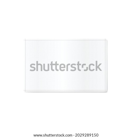 Single white blank fabric cloth label, realistic mockup vector illustration isolated on white background. Template of clothing informative sie or fabric structure tag.