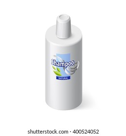 Single White Bottle of Shampoo with Lable