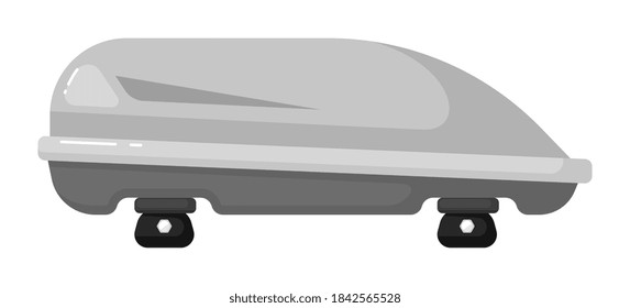 Single white car roof case container for luggage isolated