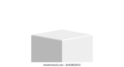 single White cube block podium stage pedestal and platform vector, a minimalist display element. Ideal for product showcases, presentations, awards, exhibitions, and modern design.