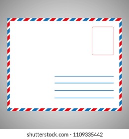 Single white Envelope Front , for background. Envelope with place your text. Concept of postal development, written correspondence