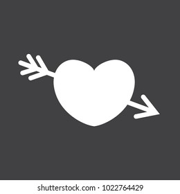 Single white heart with cross arrow icon concept set, simple clear amour clipart / element for app, logo, ui, ux button, web interface, flat design style vector eps 10 isolated on black background