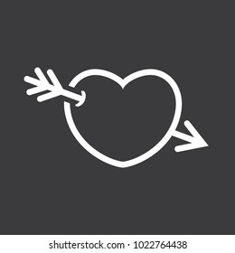 Single white heart with cross arrow icon concept set, simple clear amour clipart / element for app, logo, ui, ux button, web interface, flat design style vector eps 10 isolated on black background