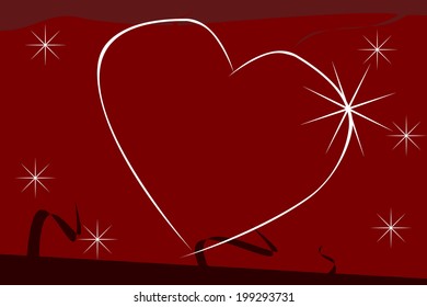 Single white heart over red background with 8 spike star vector