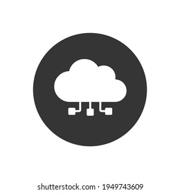 Single white icon of a cloud computing. Vector illustration