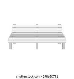 Single white modern Bench. Vector Illustration