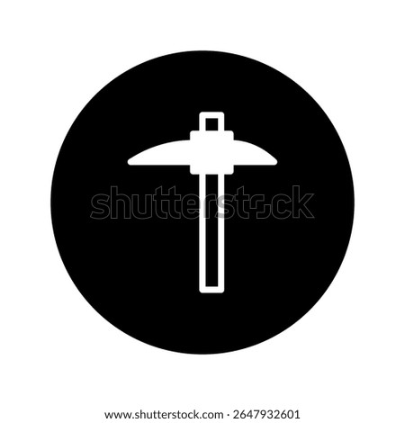 A Single White Pickaxe Icon on a Black Background is an Illustration of Mining Concept