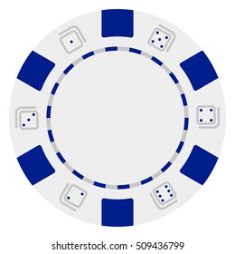 Single white poker casino chips isolated on white background. Casino poker chips. Chips no limit.