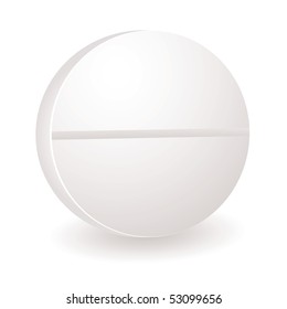 Single white round illustration of a pill or antibiotic