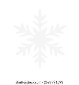 Solo copo de nieve blanco aislado sobre fondo transparente. Un icono de nieve. Elemento gráfico de Clima de invierno decorativo, objeto Clipart. Simple Ilustración vectorial. Escarcha, concepto de decoración de Navidades.