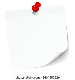 Single White Sticky Note With Red Pin