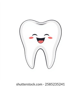 single white tooth  illustration vector with a white background.