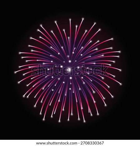 A single whitw blackfirework explodes in a brilliant spherical burst against a dark night sky